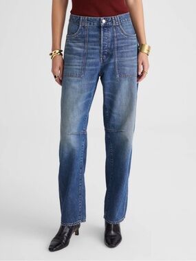Madewell Tall Utility Darted Barrel Leg Jean 29T Kingsmark Wash Denim $148 NV070